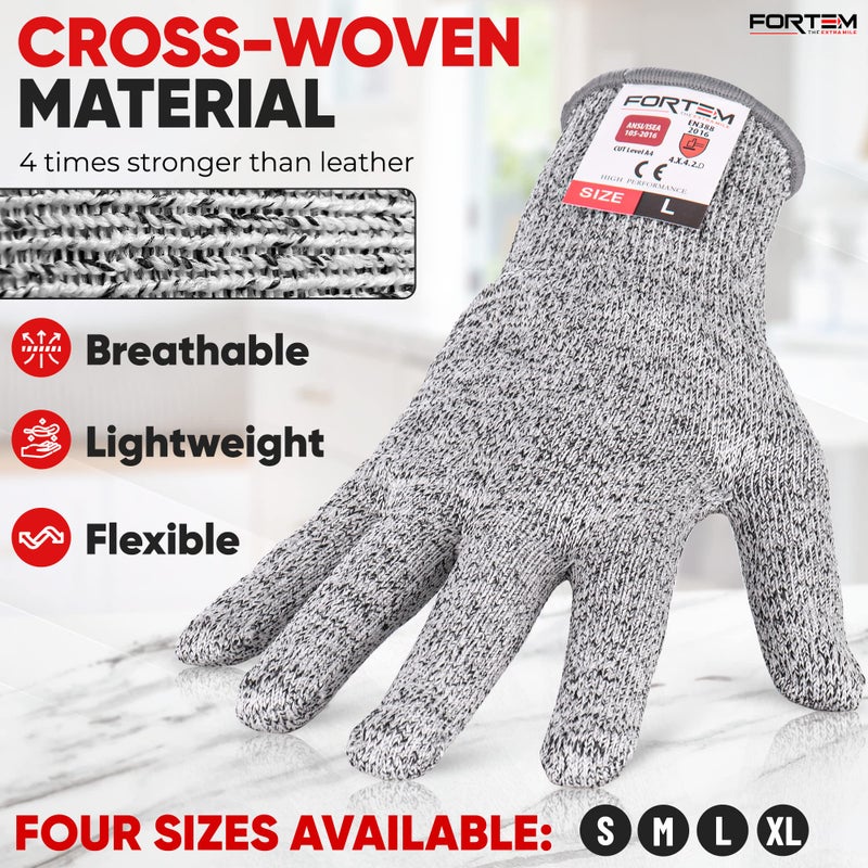 FORTEM Cut Resistant Gloves, 4x, Level 5 Protection Cutting Gloves For Oyster Shucking, Kitchen Work, Food Grade, EN388 Certified (Small) - Image 5